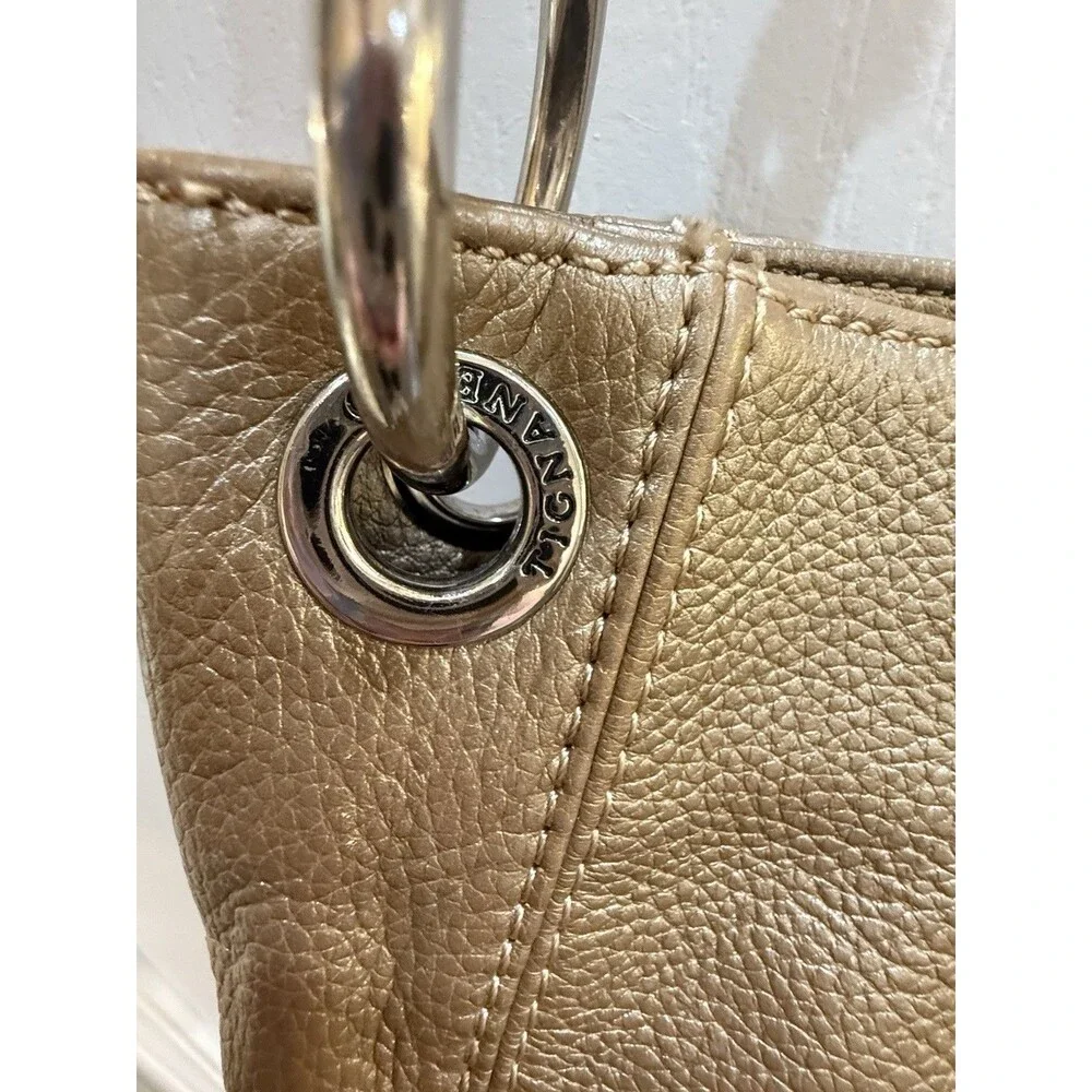 Tignanello Metallic Gold 100% Pebbled Genuine Leather Hobo Crossbody Metallic